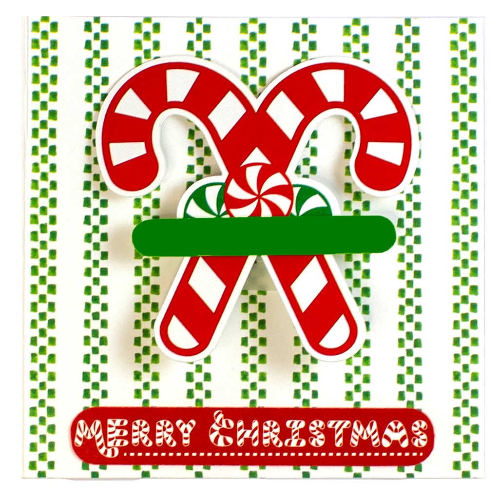 front view of candy cane wobble card