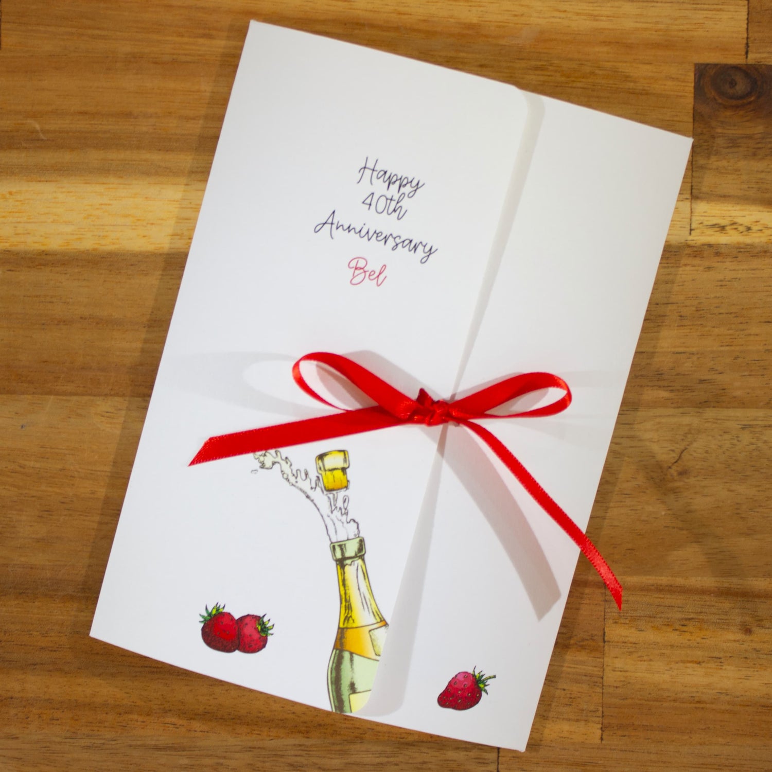 Sparkling Strawberry Celebration Greeting Card for Anniversary, Birthday, Congratulations, Graduation, New Job