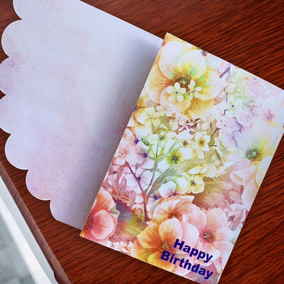 left flap open showing flap of butterlies and flowers greeting card personalised with happy birthday occasion