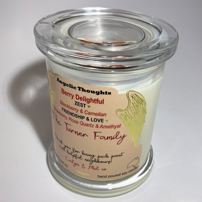 Berry Delightful candle with personalised label