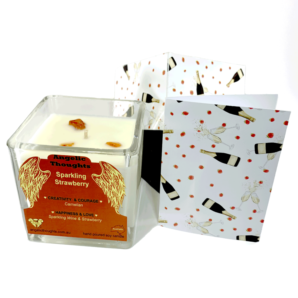 Sparkling Strawberry Soy Wax Candle - Cube Medium