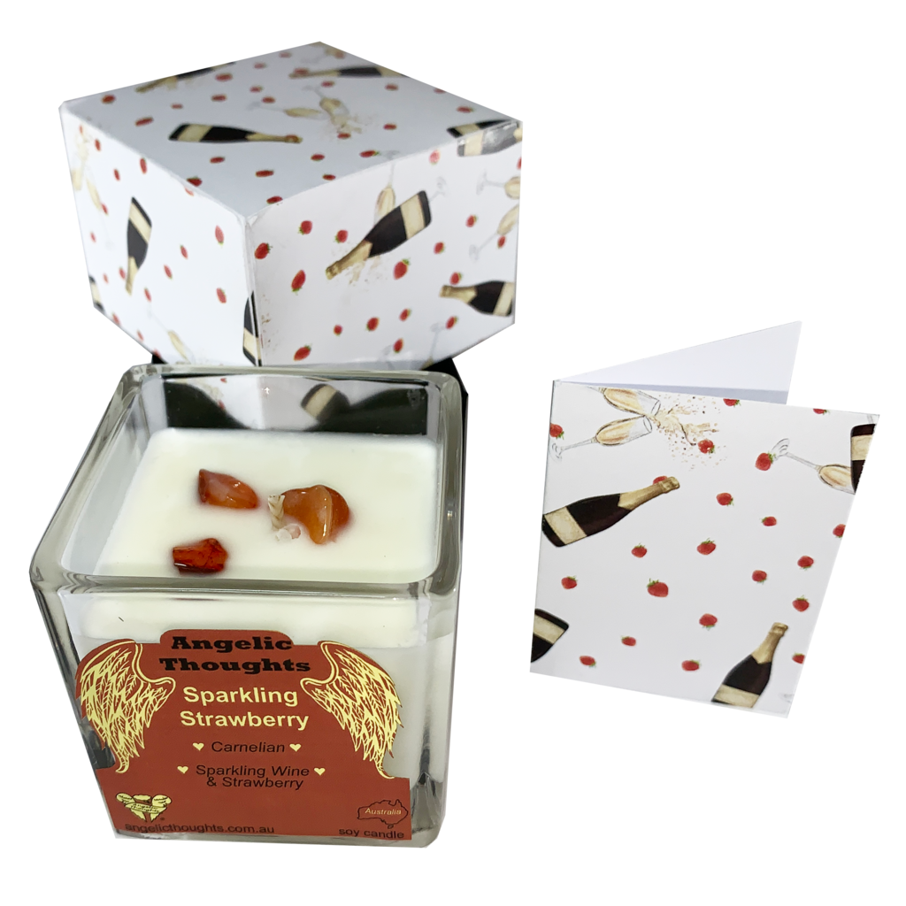 Sparkling Strawberry Soy Wax Candle - Cube Small