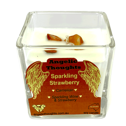 Sparkling Strawberry Soy Wax Candle - Cube Small
