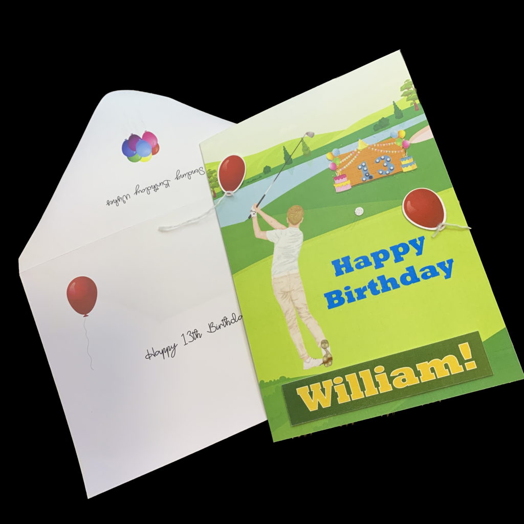 Golf Swing 13th Birthday Greeting Card