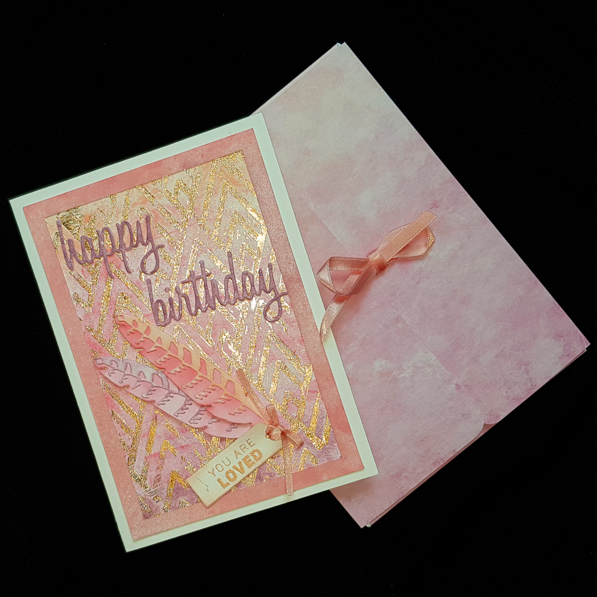 Hand Inked Design 002 - Feathers Happy Birthday Greeting Card