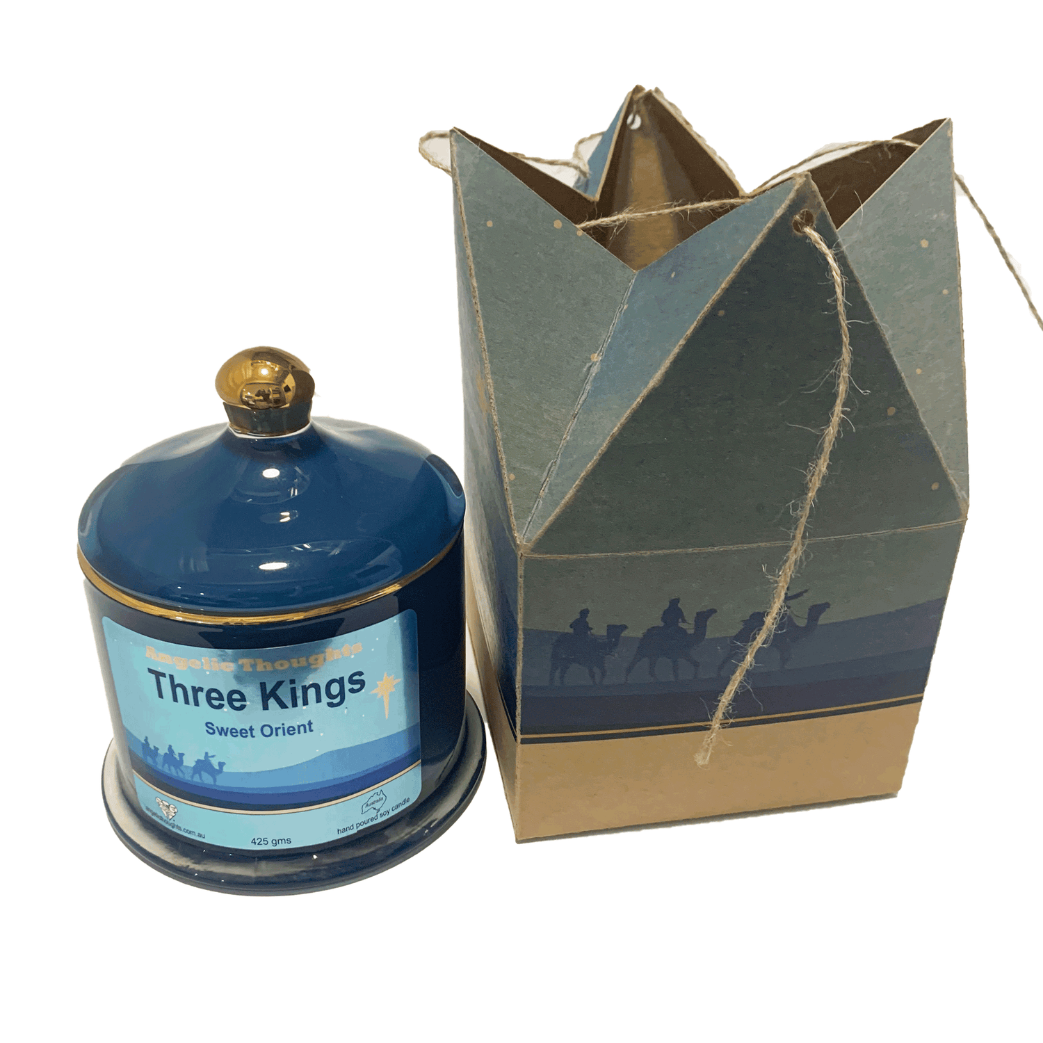 3 Kings Frankincense and Myrrh Soy Wax Candle with Gold Leaf