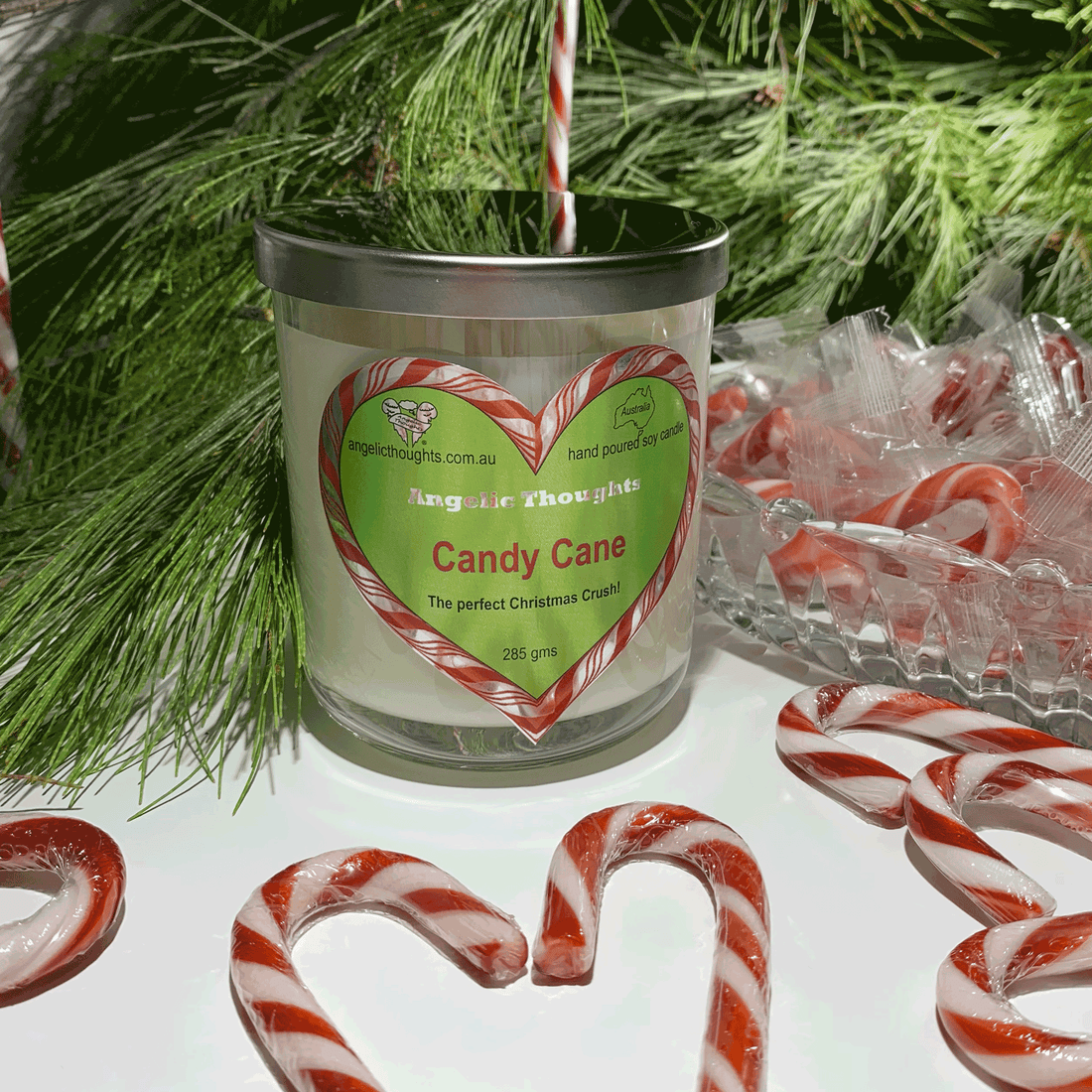 Candy Cane Soy Wax Candle - Large - 285gms