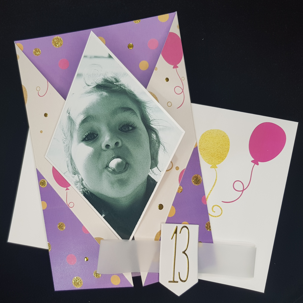 Diamond Feature Large Gatefold Card- Upload Your Image - Birthday - Pink and Gold
