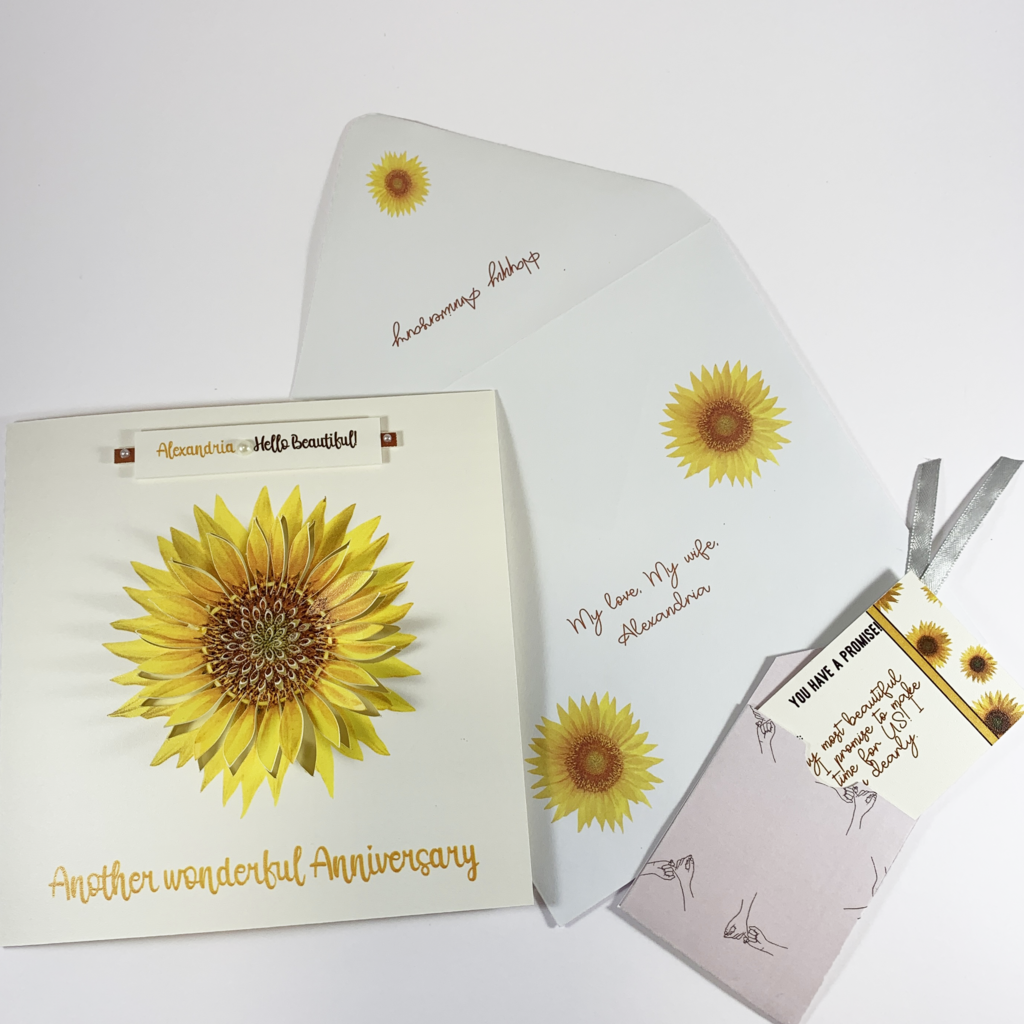 Personalised Anniversary Card with Sunflower