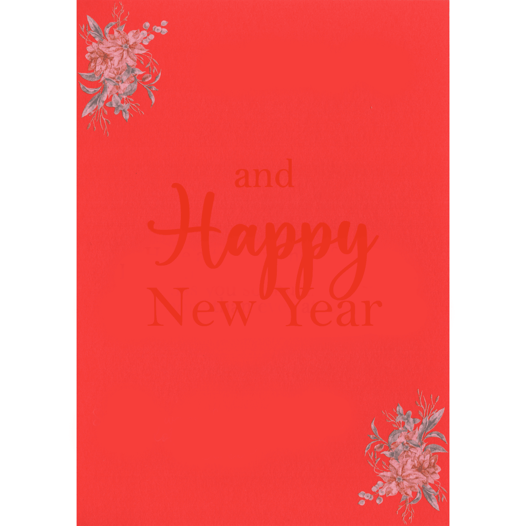Embossed Scattered Music Notes Pointsettia Christmas Card 001