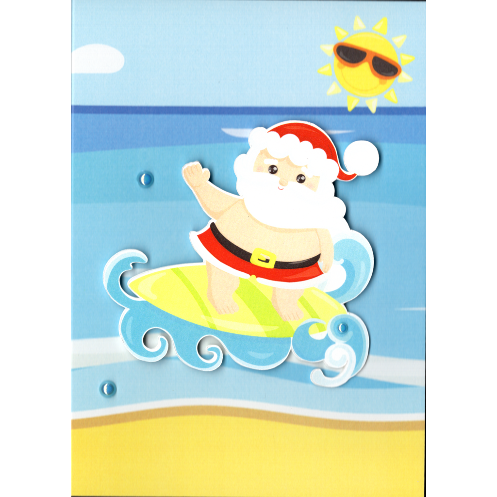Summer Surfing Santa Wobble Card - 001