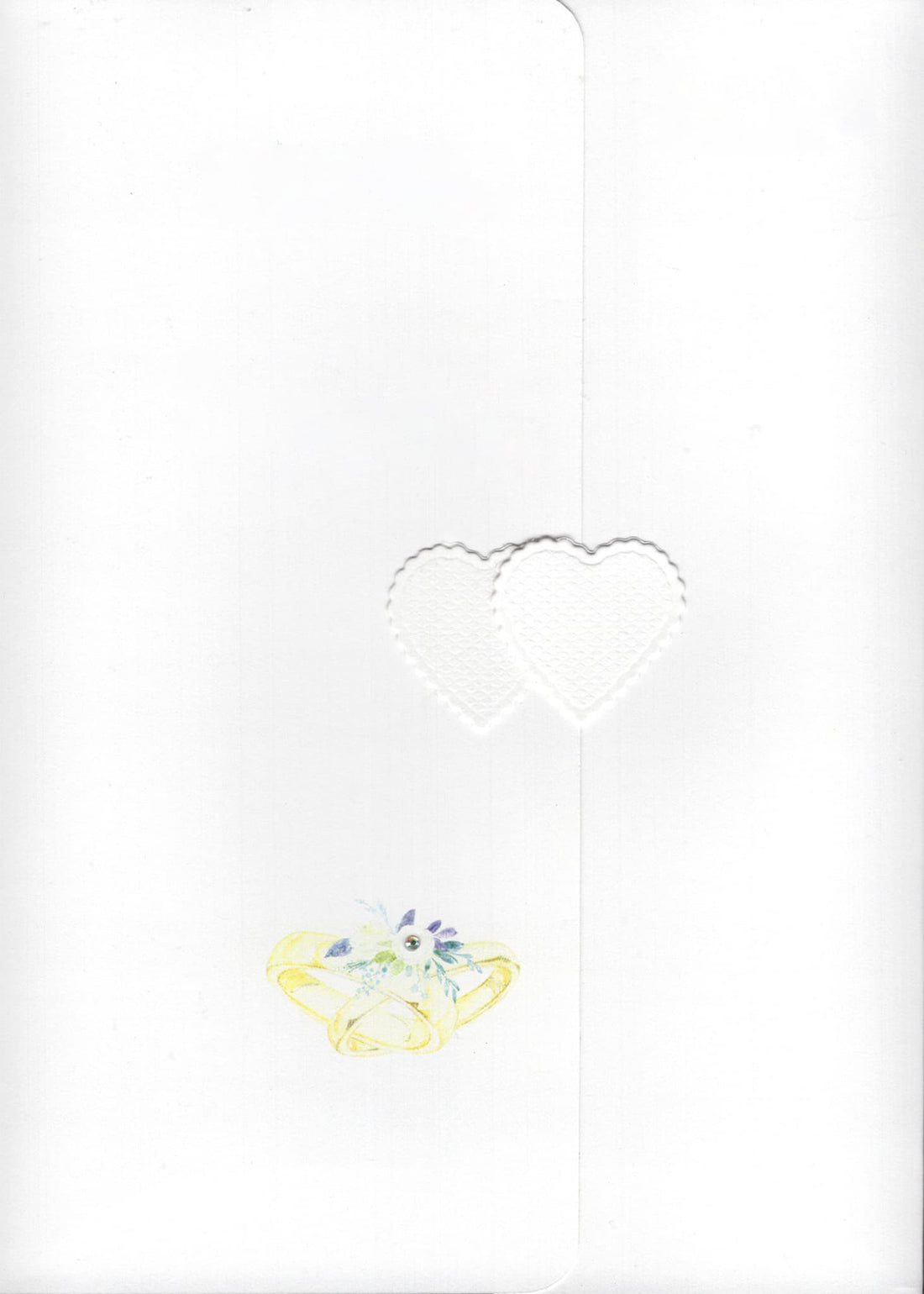 Wedding card folder with two hearts featuring watercolour rings for personalised wedding card