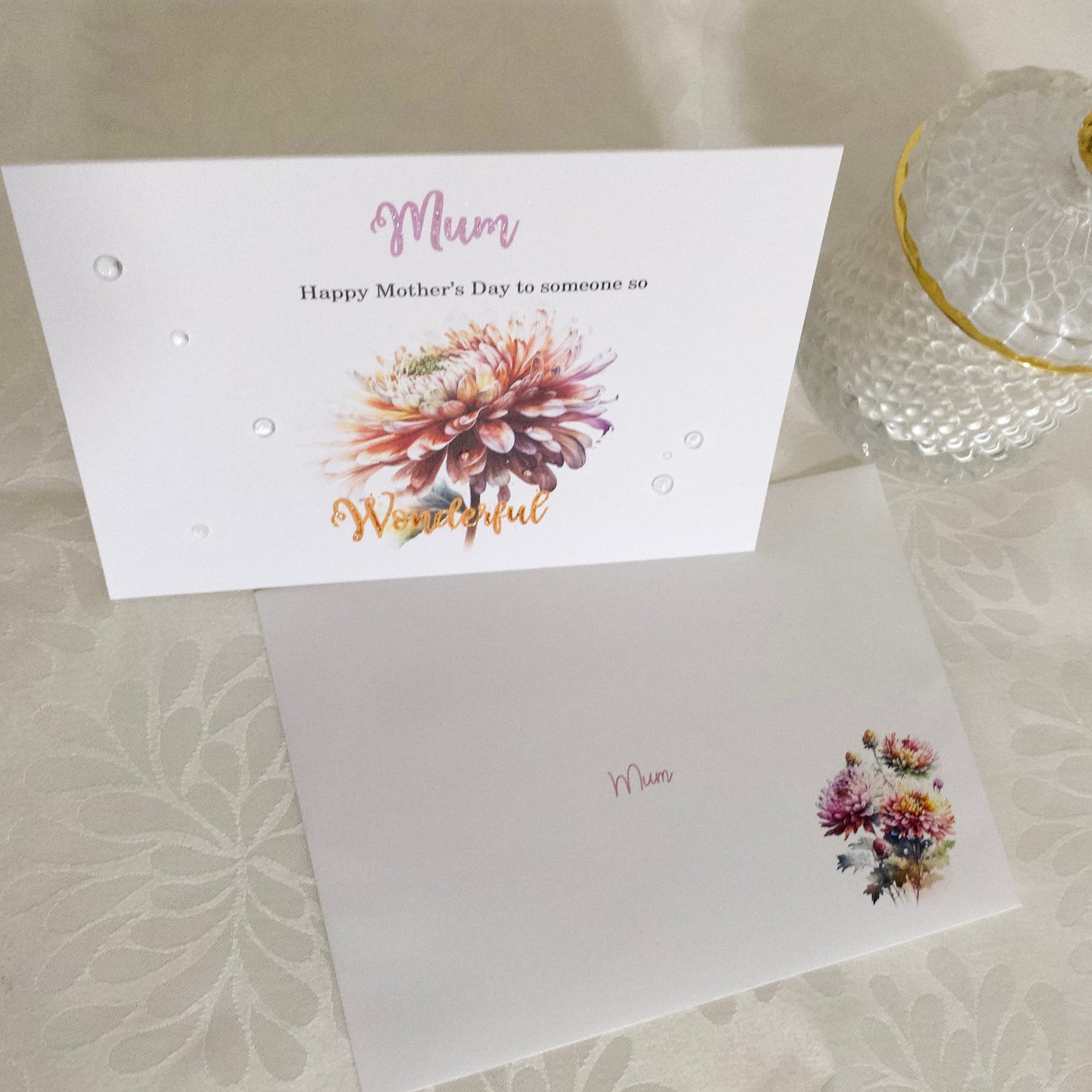 Handmade Personalised Mothers Day Chrysanthemum 001 Greeting Card