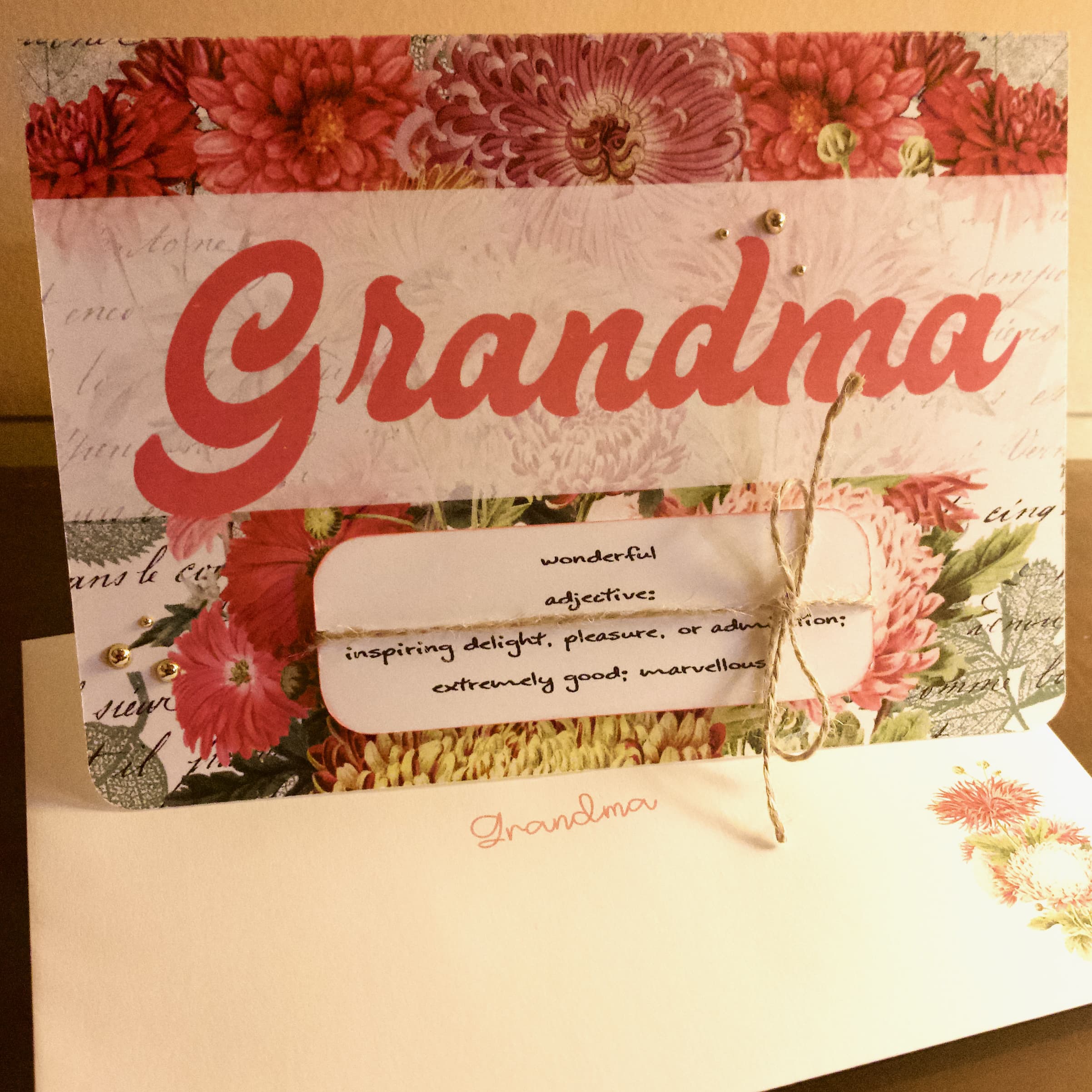 Handmade Personalised Mothers Day Vintage Chrysanthemum Greeting Card