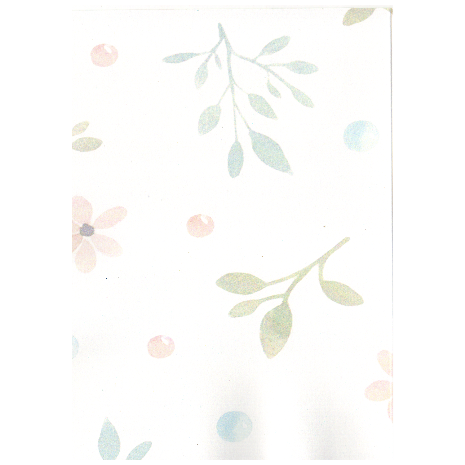 A paler version of the flowered pattern off the front of the card is featured on the inside left